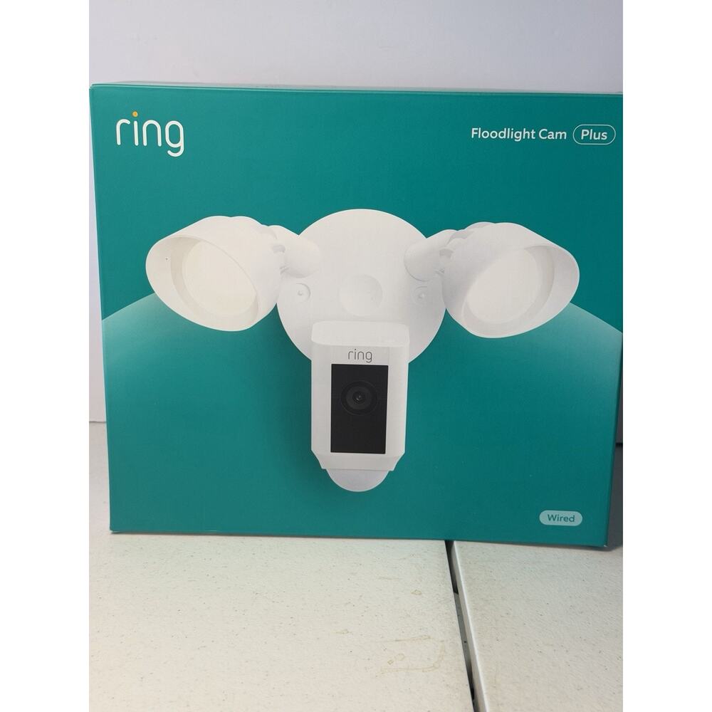 Ring Floodlight Cam Wired Plus (New Model) Motion-Activated Camera 1080p White